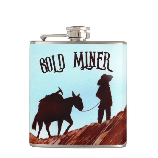 Gold Miner und Pack Mule Flachmann (Vorderseite)