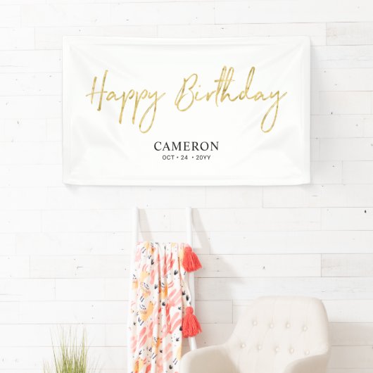 Gold Minimal Custom Happy Birthday Banner (Insitu)