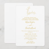 Gold Minimal Leaf Hochzeitseinladung Einladung (Vorne/Hinten)