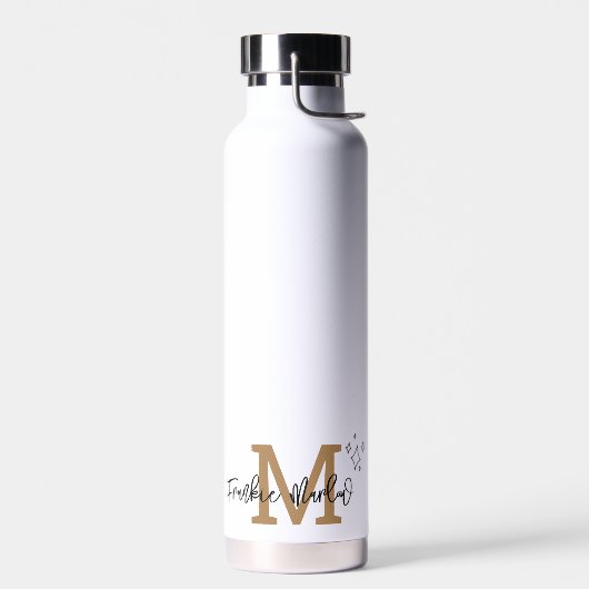 Gold Minimal Moderner Name des Monogramms Trinkflasche (Links)