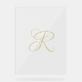Gold Minimal Monogram Clear Wedding Entry Acrylschild (Vorderseite)