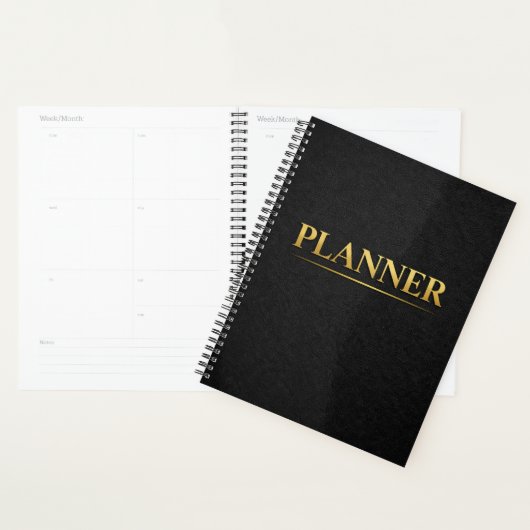 Gold Minimal Planner Black Leather Style Planer (Anzeige)