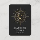 Gold Minimal Sonne und Mond Visitenkarte (Vorderseite)