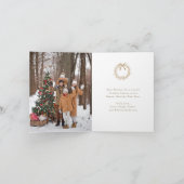 Gold Minimal Weihnachtsbaum Foto geflochten Feiertagskarte (Innenseite)