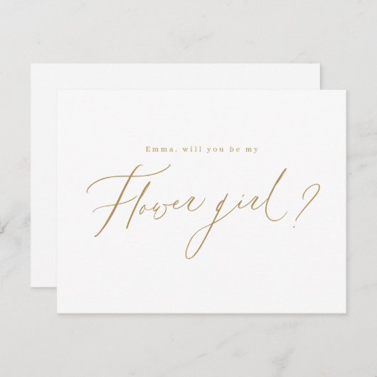 Gold minimal werden Sie meine Blume Mädchen Skript Einladung (Vorne/Hinten)