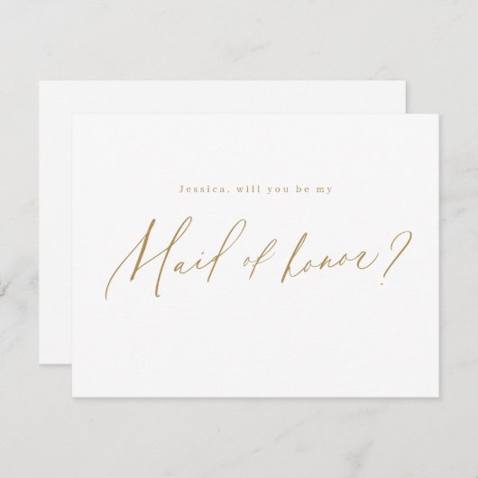 Gold minimal werden Sie meine Trauzeugin Skript Einladung (Vorne/Hinten)