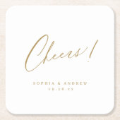 Gold minimale moderne Juwelen Drehbuch Hochzeit Rechteckiger Pappuntersetzer (Vorderseite)