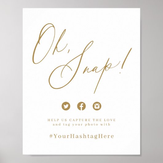 Gold minimale moderne Skripte Hochzeit oh Snap-Zei Poster (Vorne)