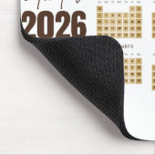 Gold Minimalist 2026 Kalender Mousepad (Ecke)