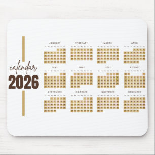 Gold Minimalist 2026 Kalender Mousepad