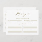 Gold Minimalist Bridal Dusche Rezept Karte (Vorne/Hinten)