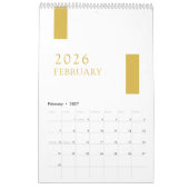 Gold Minimalist Modern 2026 Wall Calendar Kalender (Feb 2027)