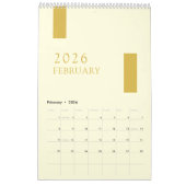 Gold Minimalist Modern 2026 Wall Calendar Kalender (Feb 2026)