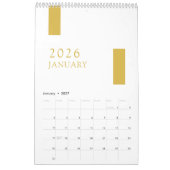 Gold Minimalist Modern 2026 Wandkalender (Jan 2027)