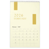 Gold Minimalist Modern 2026 Wandkalender (Feb 2027)