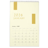 Gold Minimalist Modern 2026 Wandkalender (Jan 2027)