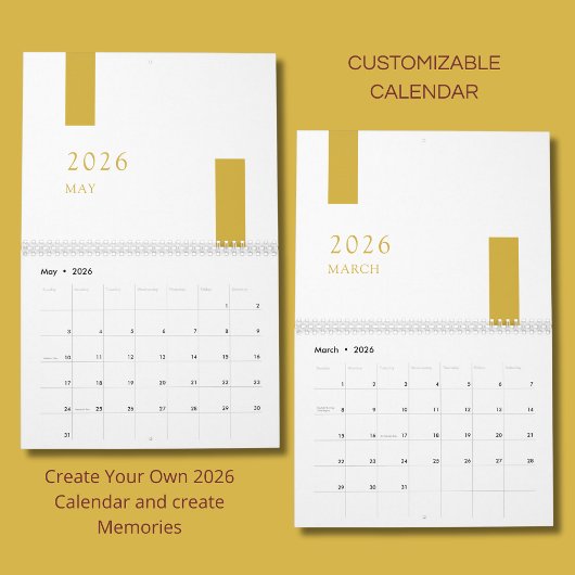 Gold Minimalist Modern 2026 Wandkalender