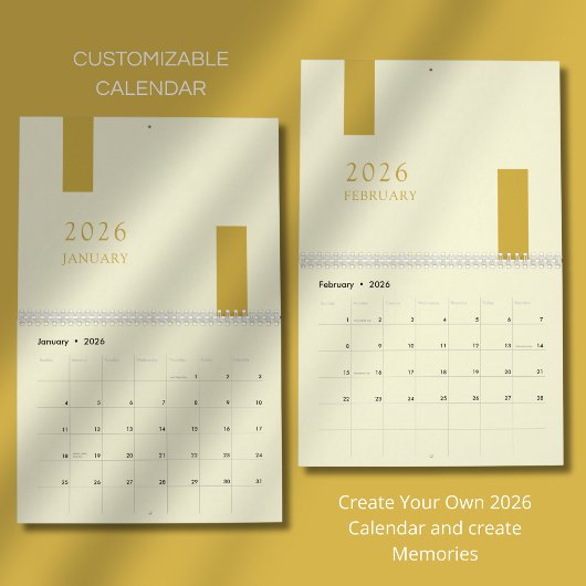 Gold Minimalist Modern 2026 Wandkalender