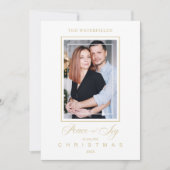 Gold Minimalist Modern Christmas Photo Family (Vorderseite)