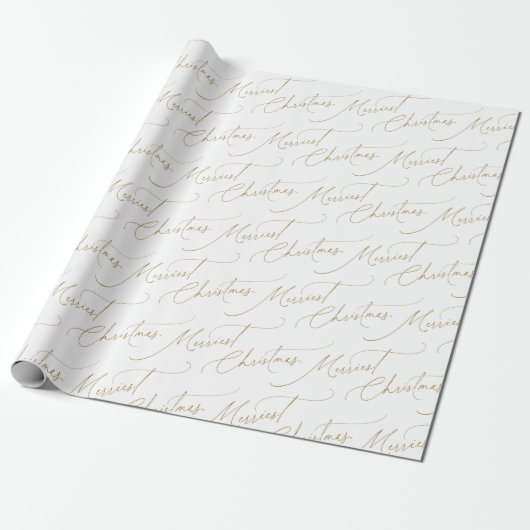 Gold Minimalist Modern Script Merriest Christmas Geschenkpapier (Ungerollt)