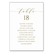Gold Minimalist Script Wedding Plan Tischnummer (Rückseite)