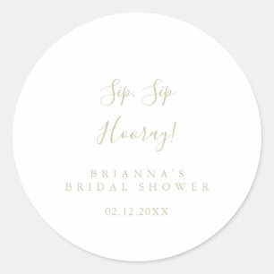 Gold Minimalist Sip Sip Hooray Brautparty  Runder Aufkleber