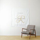Gold Minimalistic Monogram Just Married Reception Wandteppich (Beispiel)