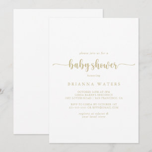 Gold Minimalistisch Calligraphy Baby Dusche Einladung
