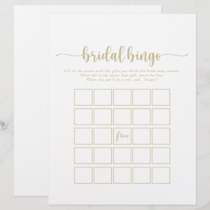 Gold Minimalistisch Calligraphy Bridal Bingo Game