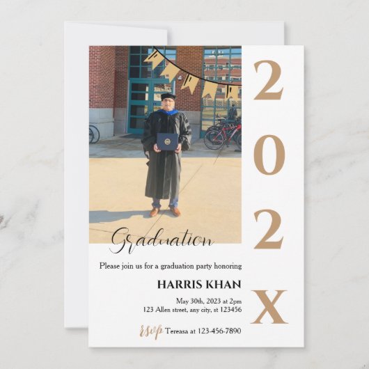 Gold Minimalistisch Graduation Party Einladung (Vorderseite)