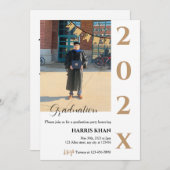 Gold Minimalistisch Graduation Party Einladung (Vorne/Hinten)