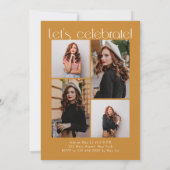 Gold Minimalistisch Modern 5 Arch Foto Abschluss Einladung (Rückseite)