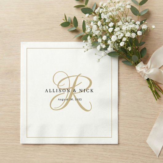 Gold Minimalistisch Monogram Wedding Napkins Serviette