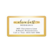 Gold Minimalistisch Paint Swash Logo Stylist Adres Adressaufkleber (Vorne)