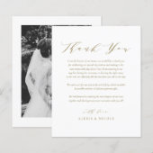 Gold Minimalistisch Script Wedding Dankeschön Card (Vorne/Hinten)