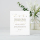 Gold Minimalistisch Script Wedding Dankeschön Card (Stehend Vorderseite)