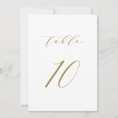 Gold Minimalistisch Script Wedding Tischnummer 10 (Rückseite)