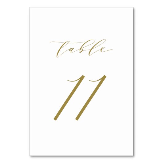 Gold Minimalistisch Script Wedding Tischnummer 11 (Rückseite)
