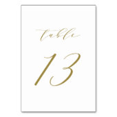 Gold Minimalistisch Script Wedding Tischnummer 13 (Vorderseite)