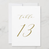 Gold Minimalistisch Script Wedding Tischnummer 13 (Vorderseite)