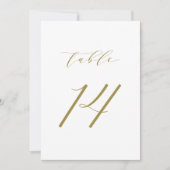 Gold Minimalistisch Script Wedding Tischnummer 14 (Vorderseite)
