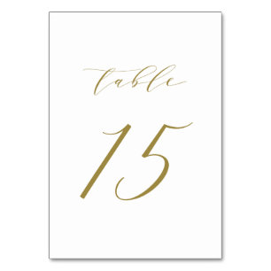 Gold Minimalistisch Script Wedding Tischnummer 15