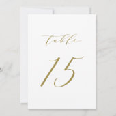 Gold Minimalistisch Script Wedding Tischnummer 15 (Rückseite)