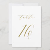 Gold Minimalistisch Script Wedding Tischnummer 16 (Vorderseite)