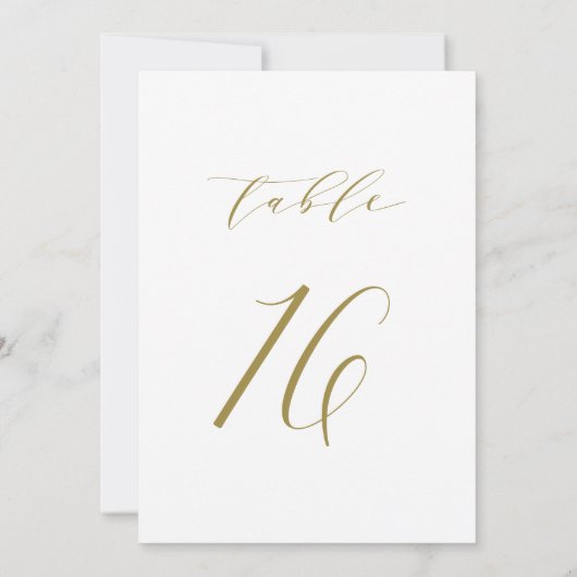 Gold Minimalistisch Script Wedding Tischnummer 16 (Rückseite)