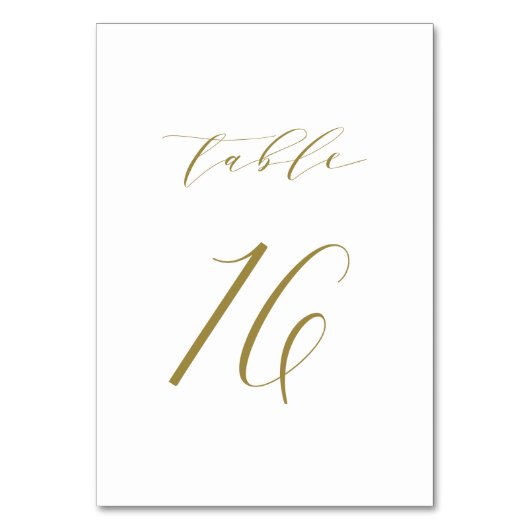 Gold Minimalistisch Script Wedding Tischnummer 16 (Rückseite)