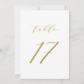 Gold Minimalistisch Script Wedding Tischnummer 17 (Vorderseite)