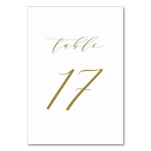 Gold Minimalistisch Script Wedding Tischnummer 17 (Rückseite)