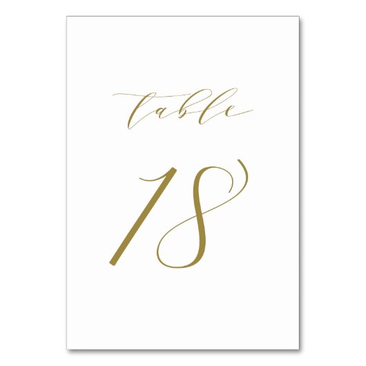 Gold Minimalistisch Script Wedding Tischnummer 18 (Vorderseite)