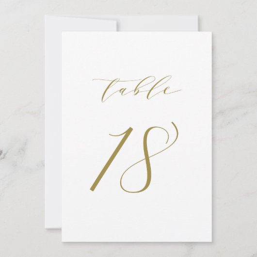 Gold Minimalistisch Script Wedding Tischnummer 18 (Rückseite)